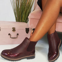 Faux Leather Brogue Chelsea Boots