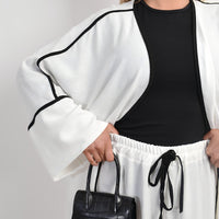 Contrast Trim Oversized Cardigan & Wide Leg Co-ord Set