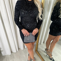 Sequin Long Sleeve Bodycon Mini Dress