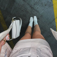 Faux Leather Pocket Belted Cargo Skort