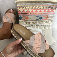 Embellished Strap Braided Chunky Platform Sandals