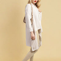Open Front Long Back Knitted Cardigan