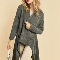 Open Front Long Back Knitted Cardigan