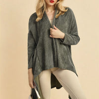 Open Front Long Back Knitted Cardigan