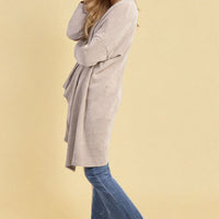 Open Front Long Back Knitted Cardigan