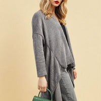 Open Front Long Back Knitted Cardigan