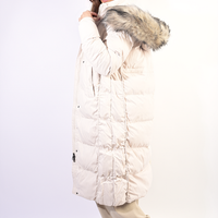 Women's Puffer Coat in Black with Faux Fur Hood