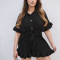 Pleated Frill Ruffle Tie Waist Playsuit
