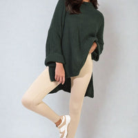 Oversized Jumper in Orange with High Neck and Side Splits