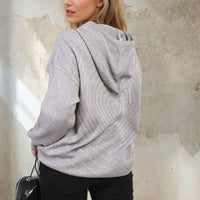 Back Heart Print Knitted Hoodie