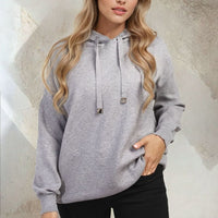 Back Heart Print Knitted Hoodie