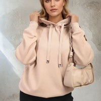 Back Heart Print Knitted Hoodie