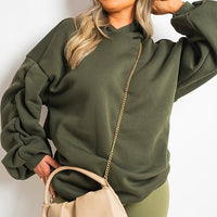Fall Winter Oversized Ruched Sleeves Hoodie