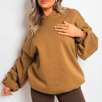 Fall Winter Oversized Ruched Sleeves Hoodie