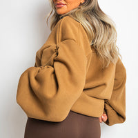 Fall Winter Oversized Ruched Sleeves Hoodie