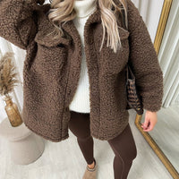 Button Down Collared Winter Coat Jacket