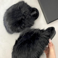 Faux Fur Slippers in Pink with Fluffy Uppers and Open Backs