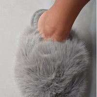 Faux Fur Slippers in Pink with Fluffy Uppers and Open Backs