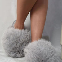 Faux Fur Slippers in Pink with Fluffy Uppers and Open Backs