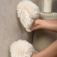 Faux Fur Slippers in Pink with Fluffy Uppers and Open Backs