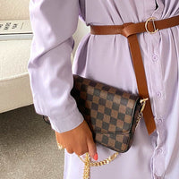 Clutch Bag in Black Check with Detachable Chain Strap