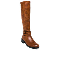 Knee High Boots in Camel with Buckle Detail