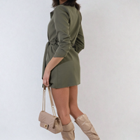 Oversized Waist Tie Button Detail Blazer Jacket