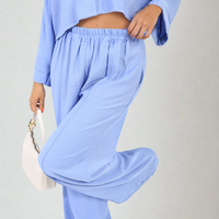 Oversized Long Sleeve Crop Top and Wide Leg Trouser Co-ord Set