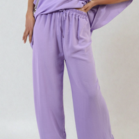 Drawstring Waist Wide Leg Trousers