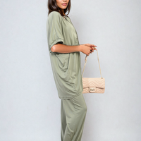 Twist Front Plunge Neckline Top and Trouser Co-ord Set
