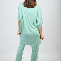 Twist Front Plunge Neckline Top and Trouser Co-ord Set