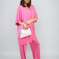 Twist Front Plunge Neckline Top and Trouser Co-ord Set