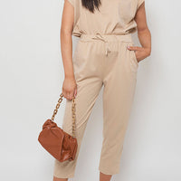 Loungewear Set in Grey with Boxy Top and Cropped Trousers
