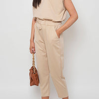 Loungewear Set in Grey with Boxy Top and Cropped Trousers
