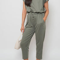 Loungewear Set in Grey with Boxy Top and Cropped Trousers