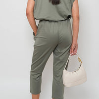 Loungewear Set in Grey with Boxy Top and Cropped Trousers