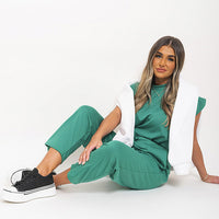 Loungewear Set in Grey with Boxy Top and Cropped Trousers