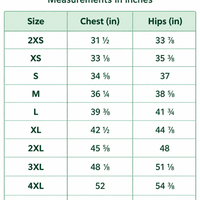 Bandeau bikini set size guide chart with chest and hip measurements (inches)