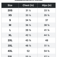 Bandeau bikini set size guide chart with chest and hip measurements