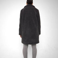 Oversized Teddy Coat with Lapels and Popper Fastening
