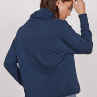 Evelyn Navy Cowl Neck Pullover Top-3