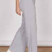 Grey marl wide-leg trousers with side pockets and drawstring waist