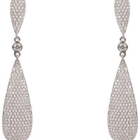 Silver rhinestone teardrop drop earrings with round crystal stud details