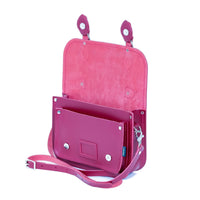 Leather Midi Satchel - Magenta-3