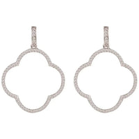 Open Clover Large Drop Earrings White Cz Silver-0