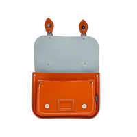 Leather Midi Satchel - Orange-4