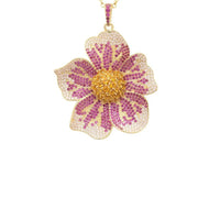 Pansy Flower Pink Necklace Gold-0