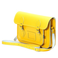 Handmade Leather Satchel - Pastel Daffodil Yellow-3