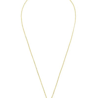 Gold drop necklace with blue topaz teardrop pendant on delicate chain