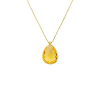 Petite drop necklace with gold chain and teardrop citrine pendant